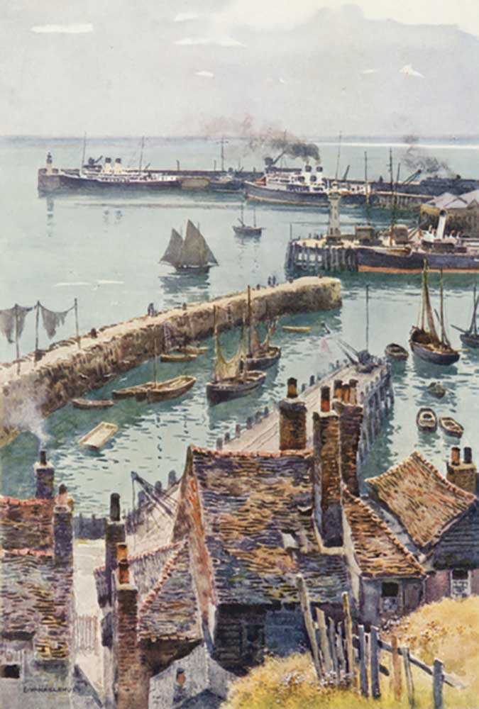 Folkestone Harbour from Eastcliffe od E.W. Haslehust