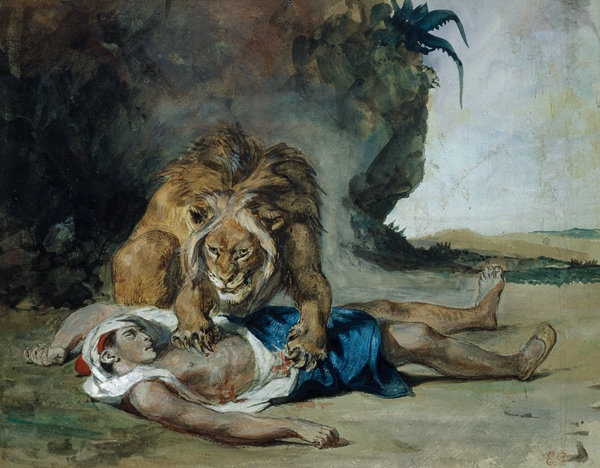 Lion at the corpse of an arab. od Ferdinand Victor Eugène Delacroix