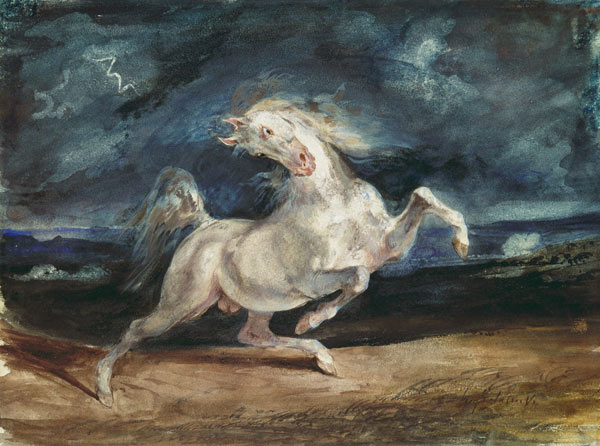 Horse Frightened by Lightning od Ferdinand Victor Eugène Delacroix