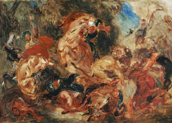 Study for The Lion Hunt od Ferdinand Victor Eugène Delacroix
