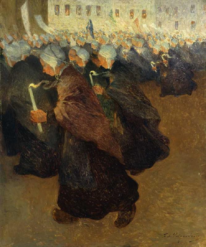 Bretonische Prozession bei Kerzenschein od Fernand Loyen du Puigaudeau