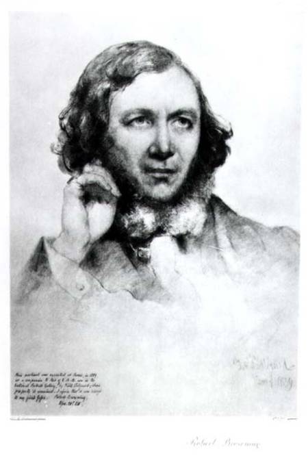 Portrait of Robert Browning (1812-89) 1859  (b&w photo) od Field Talfourd