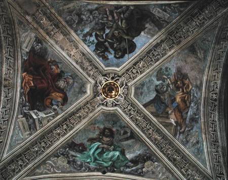 Ceiling in Strozzi Chapel depicting prophets Abraham, Noah od Filippino Lippi