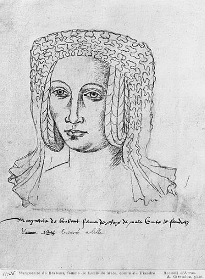 Ms 266 fol.55 Marguerite de Brabant, wife of Louis II of Flanders, also Louis III of Artois and Loui od Flemish School