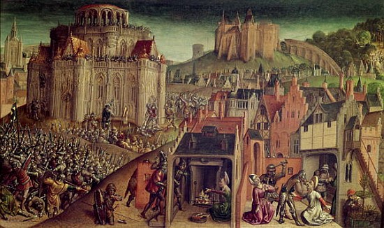 The Taking of Jerusalem by Titus, detail of the right hand side(detail of 161972) od Flemish School