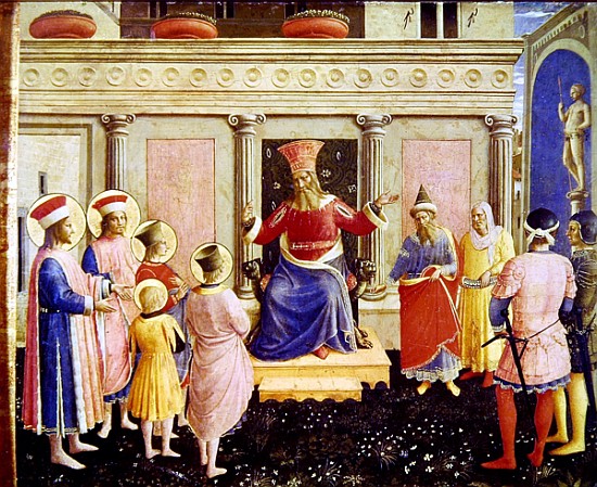 Saints Cosmas and Damian and their brothers before the proconsul Lysias, from the predella of the Sa od Fra Beato Angelico