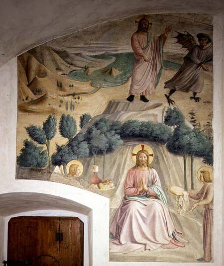 The Temptation and Angels Ministering to Christ in the Wilderness od Fra Beato Angelico