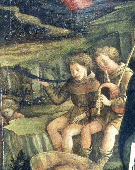 Two Musical Shepherds, detail from The Nativity od Fra Filippo Lippi