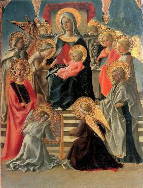 Madonna and Child Enthroned with Angels and Saints