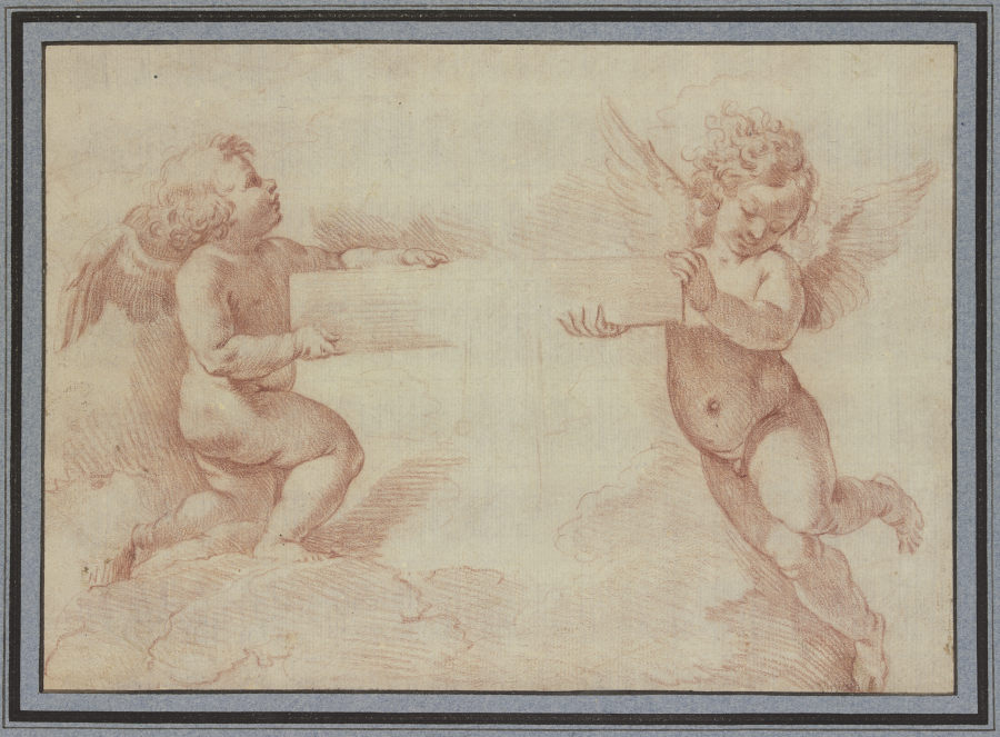 Zwei Engel, die ein Kreuz halten od Francesco Albani