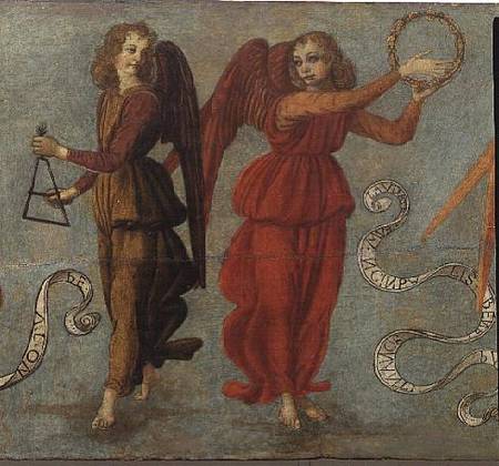 Angels playing the tambourine and triangle od Francesco Botticini