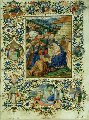 The Adoration of the Magi surrounded by medallions depicting episodes from the life of the Virgin an od Francesco d'Antonio del Chierico
