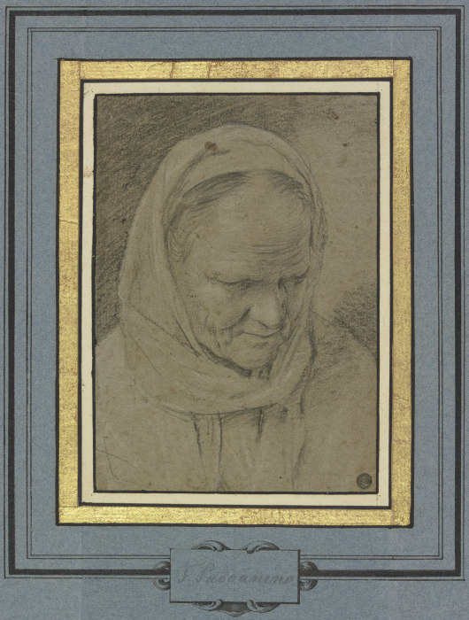 Kopf eines alten Mönches(?), den Blick gesenkt od Francesco Padovanino