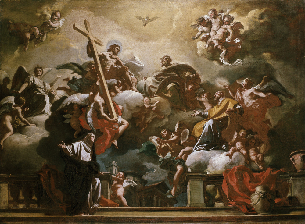 Vision of the Trinity with SS. Philip Neri and Francesca Romana od Francesco Solimena