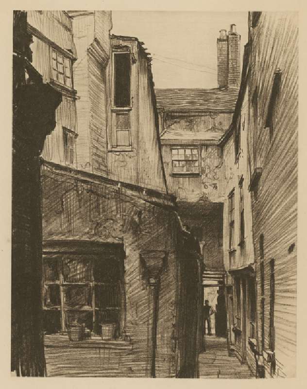 The Old Horse and Groom, back of Holborn Above Bars, London (etching) od Frank Lewis Emanuel