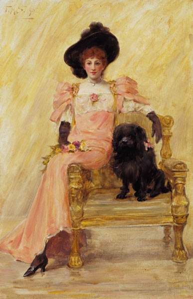 Portrait of a Lady with her Dog od Frank Markham Skipworth