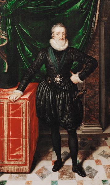 Portrait of Henri IV (1553-1610) King of France, in a black costume od Frans II Pourbus