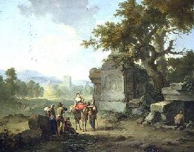 Rustic Landscape with Travellers (one of a pair)