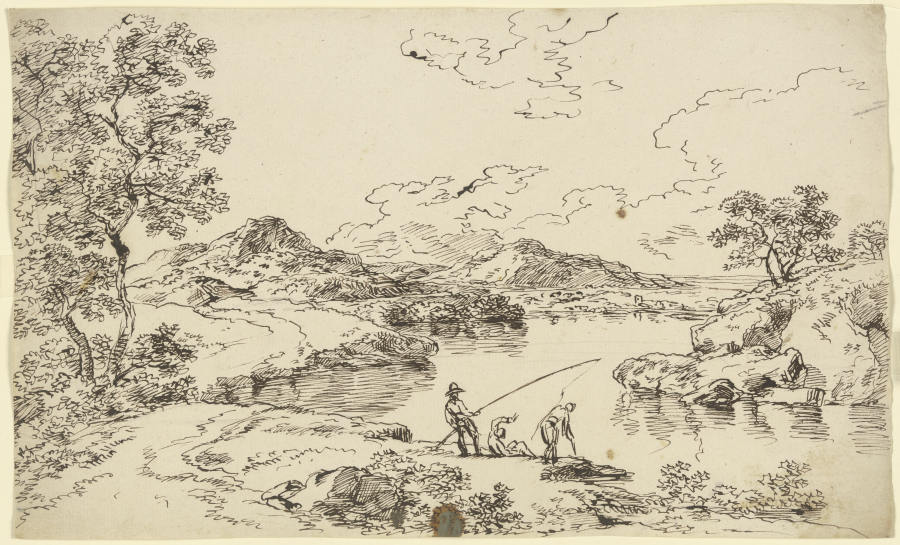 Fishermen at the river od Franz Innocenz Josef Kobell