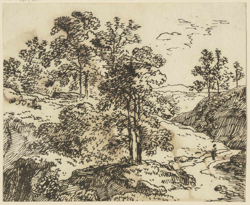 Baumreiche Landschaft mit Weg od Franz Innocenz Josef Kobell