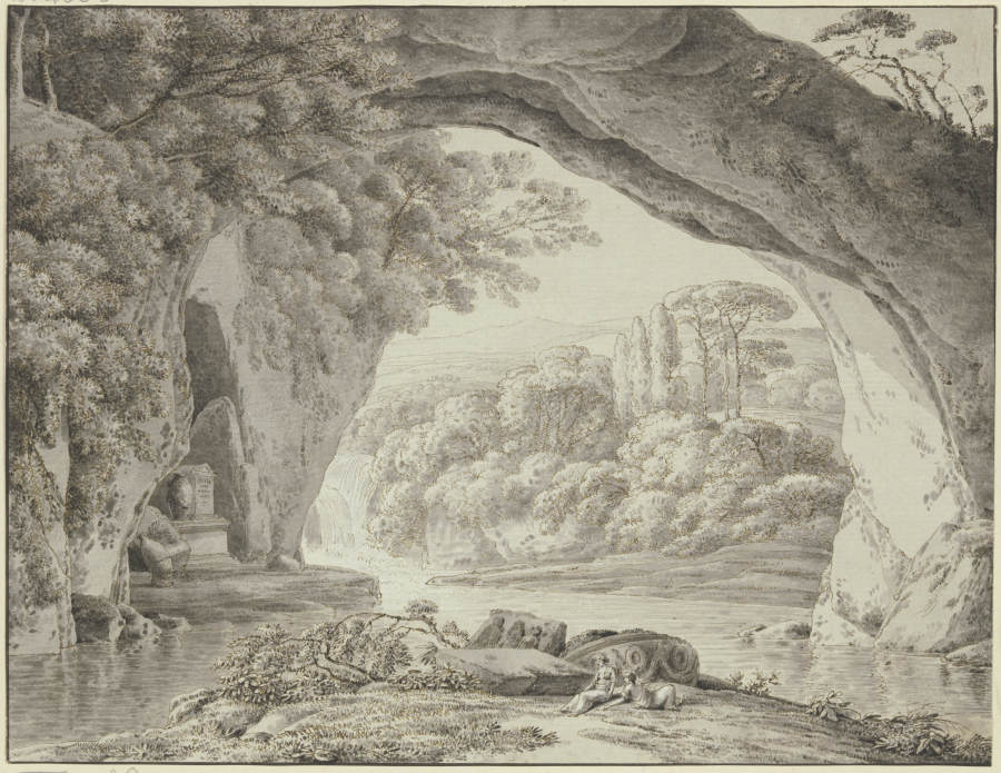 Landschaft mit Felsenbogen und antiken Monumenten od Franz Innocenz Josef Kobell