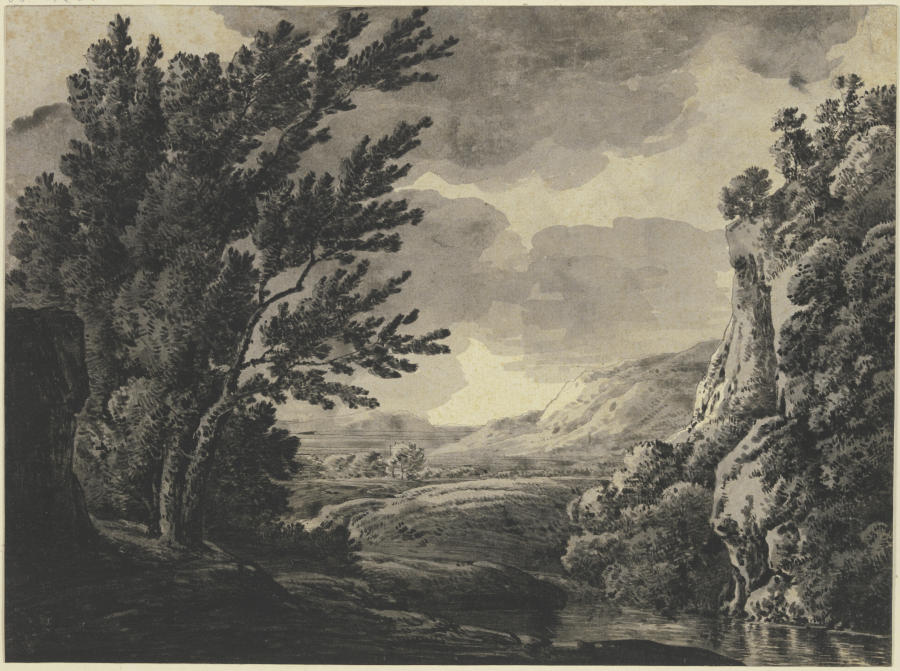 Vorgebirgslandschaft mit hohen Bäumen od Franz Innocenz Josef Kobell