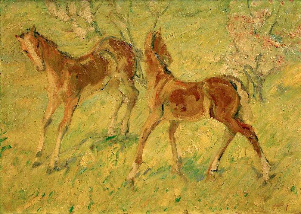 Fohlen auf der Weide (Springende Fohlen) od Franz Marc