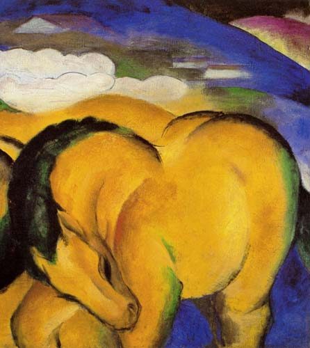 Yellow horses cut little boys out od Franz Marc