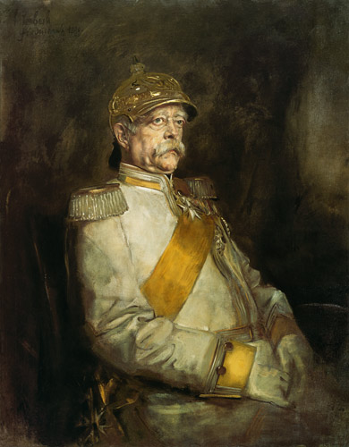 Prince Otto of Bismarck in the uniform of the on account of city dwellers cuirassiers od Franz von Lenbach