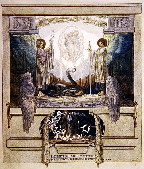 Illustration from Dante''s ''Divine Comedy'', Purgatory, Canto VIII: 24 od Franz von (Choisy Le Conin) Bayros
