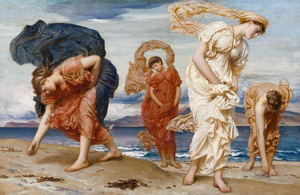 Greek Girls Picking up Pebbles by the Sea od Frederic Leighton