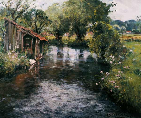 Wash-house on the banks of the Lunain od Frederick Charles Vipont Ede