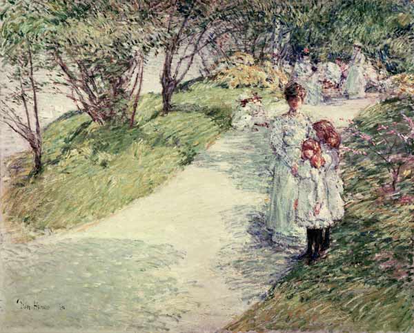 Promenaders in the garden od Frederick Childe Hassam