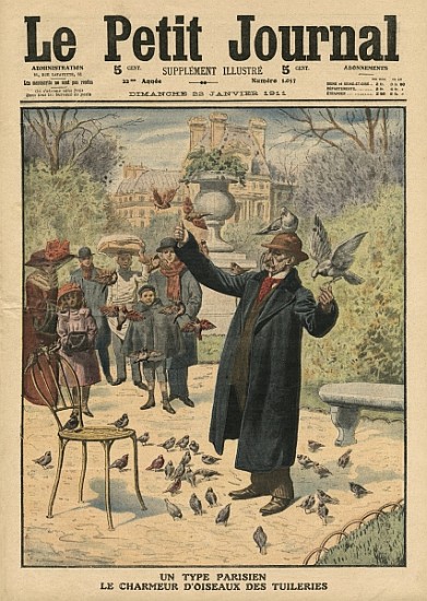 A Parisian type, the bird charmer of the Tuileries, illustration from ''Le Petit Journal'', suppleme od French School