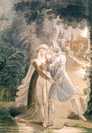 Blanca and Abon Hamet in the Gardens of the Alhambra, from ''Le Dernier des Abencerages'' Francois R od French School