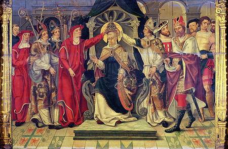 Coronation of Pope Celestine V (c.1215-96) od French School