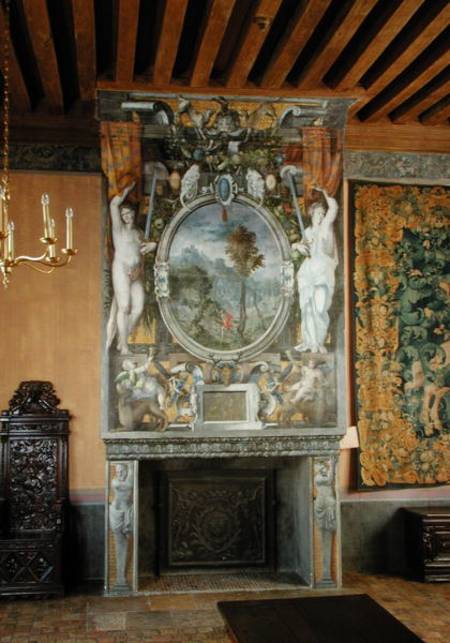 Fireplace in the Chambre du Connetable (photo) od French School