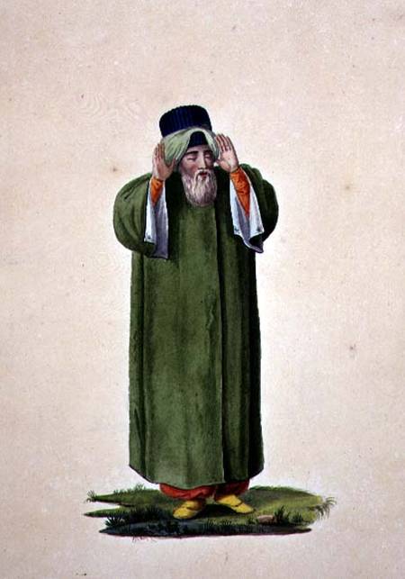 Imam Calling to Prayer, probably by Cousinery, Ottoman period od French School