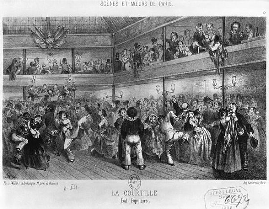 La Courtille, popular dance; engraved by Yves (19th century) od French School