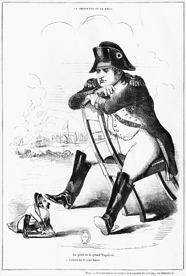 La Grenouille et le Boeuf : The Small and the Large Napoleon I, caricature from ''The Puppet Show'' od French School