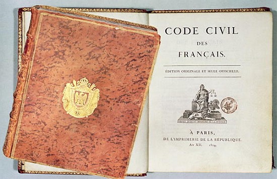 ''Le Code Civil des Francais'', showing the binding and title page, first edition pub. 1804 od French School