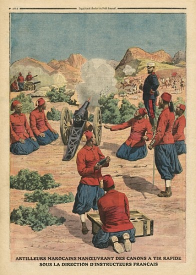 Moroccan artillerymen using cannons under the command of French instructors, illustration from ''Le  od French School