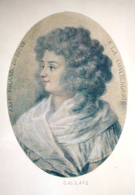 Portrait of Jeanne-Marie Roland de la Platiere (nee Philippon) (1754-93) at the Conciergerie od French School