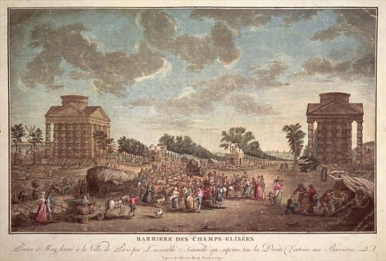 The Barrier at the Champs Elysees. The Suppression of Right of Entry to Paris in 1790 od French School