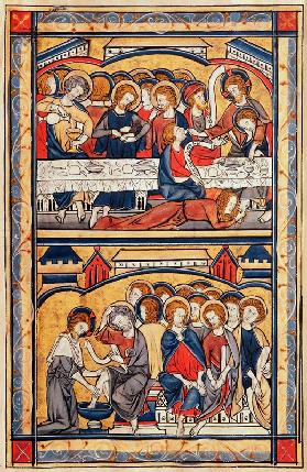 The Last Supper and the Washing of the Feet, c.1260 (tempera & gold leaf on parchment)