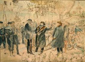 The Departure of Leon Michel Gambetta (1838-82) in the Balloon 'L'Armand-Barbes'