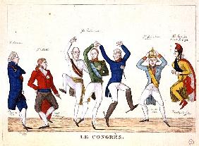 Satirical cartoon depicting the key protagonists in a dance at the Congress of Vienna in 1815