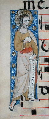 An apostle holding a phylactery, 'Judica me deus', c.1320 (vellum) od French School, (14th century)