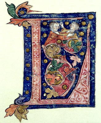 Historiated Initial 'L' (vellum) od French School, (14th century)