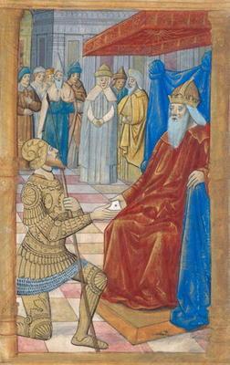 King David Handing the Letter to Uriah (vellum)